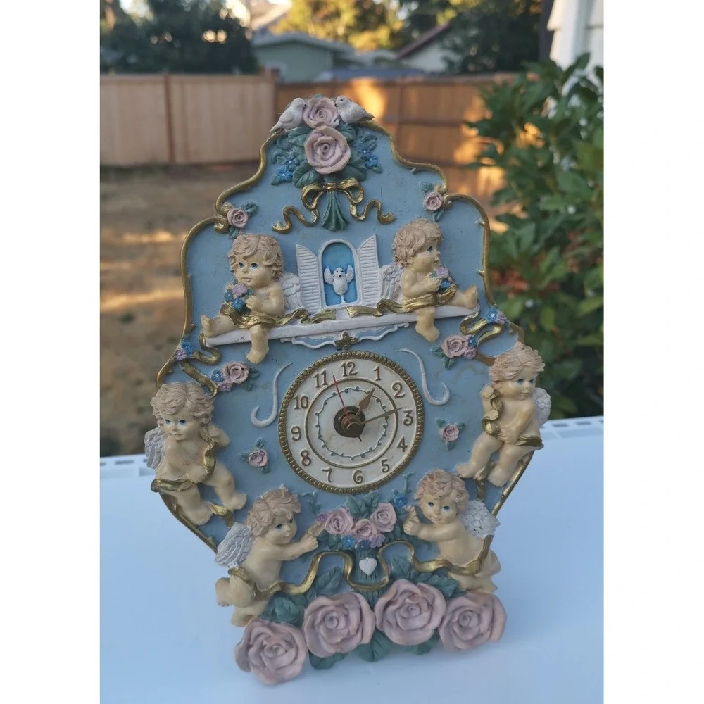 Vintage Cherub Style Cupid Angel's And Roses Clock Works